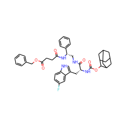 O=C(CCC(=O)OCc1ccccc1)N[C@@H](CNC(=O)[C@@H](Cc1c[nH]c2ccc(F)cc12)NC(=O)OC1C2CC3CC(C2)CC1C3)c1ccccc1 ZINC000026164637