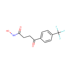 O=C(CCC(=O)c1ccc(C(F)(F)F)cc1)NO ZINC000028528712