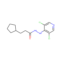 O=C(CCC1CCCC1)NNc1c(Cl)cncc1Cl ZINC000084713953