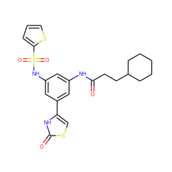 O=C(CCC1CCCCC1)Nc1cc(NS(=O)(=O)c2cccs2)cc(-c2csc(=O)[nH]2)c1 ZINC000095605815