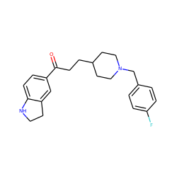 O=C(CCC1CCN(Cc2ccc(F)cc2)CC1)c1ccc2c(c1)CCN2 ZINC000013737842