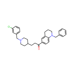 O=C(CCC1CCN(Cc2cccc(Cl)c2)CC1)c1ccc2c(c1)CCCN2Cc1ccccc1 ZINC000026377090