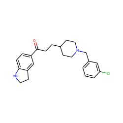 O=C(CCC1CCN(Cc2cccc(Cl)c2)CC1)c1ccc2c(c1)CCN2 ZINC000013737844