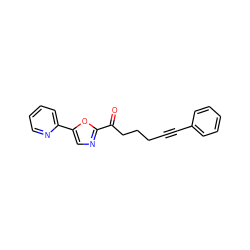 O=C(CCCC#Cc1ccccc1)c1ncc(-c2ccccn2)o1 ZINC000013611943