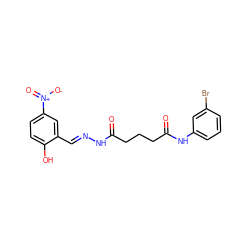 O=C(CCCC(=O)Nc1cccc(Br)c1)N/N=C/c1cc([N+](=O)[O-])ccc1O ZINC000035337473