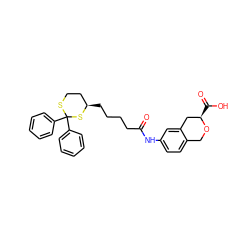 O=C(CCCC[C@@H]1CCSC(c2ccccc2)(c2ccccc2)S1)Nc1ccc2c(c1)C[C@@H](C(=O)O)OC2 ZINC000043060869