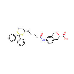 O=C(CCCC[C@@H]1CCSC(c2ccccc2)(c2ccccc2)S1)Nc1ccc2c(c1)CO[C@H](C(=O)O)C2 ZINC000043025154