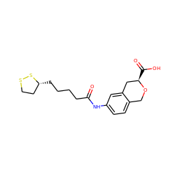 O=C(CCCC[C@@H]1CCSS1)Nc1ccc2c(c1)C[C@@H](C(=O)O)OC2 ZINC000042963122