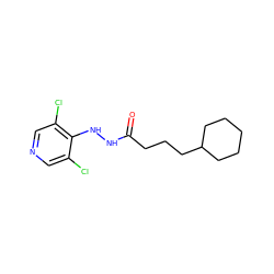 O=C(CCCC1CCCCC1)NNc1c(Cl)cncc1Cl ZINC000084671134