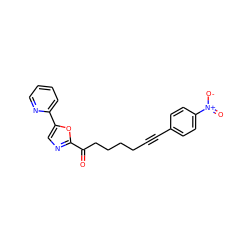 O=C(CCCCC#Cc1ccc([N+](=O)[O-])cc1)c1ncc(-c2ccccn2)o1 ZINC000014979986