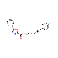 O=C(CCCCC#Cc1ccc(F)cc1)c1ncc(-c2ccccn2)o1 ZINC000014979976