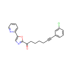 O=C(CCCCC#Cc1cccc(Cl)c1)c1ncc(-c2ccccn2)o1 ZINC000014980011