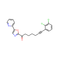 O=C(CCCCC#Cc1cccc(Cl)c1Cl)c1ncc(-c2ccccn2)o1 ZINC000014980017