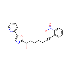 O=C(CCCCC#Cc1ccccc1[N+](=O)[O-])c1ncc(-c2ccccn2)o1 ZINC000014979980