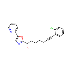 O=C(CCCCC#Cc1ccccc1Cl)c1ncc(-c2ccccn2)o1 ZINC000014980008