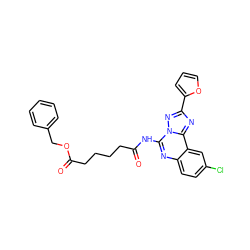 O=C(CCCCC(=O)OCc1ccccc1)Nc1nc2ccc(Cl)cc2c2nc(-c3ccco3)nn12 ZINC000013672451