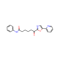 O=C(CCCCC(=O)c1ncc(-c2ccccn2)o1)Nc1ccccc1 ZINC000014980089