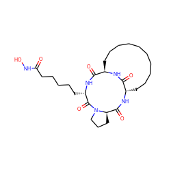 O=C(CCCCC[C@@H]1NC(=O)[C@H]2CCCCCCCCCC[C@H](NC(=O)[C@H]3CCCN3C1=O)C(=O)N2)NO ZINC000299835939