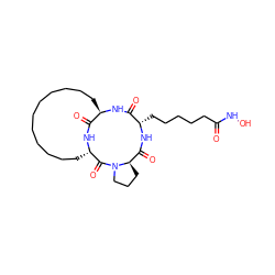 O=C(CCCCC[C@@H]1NC(=O)[C@H]2CCCN2C(=O)[C@@H]2CCCCCCCCCCC[C@@H](NC1=O)C(=O)N2)NO ZINC000101322089