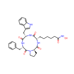 O=C(CCCCC[C@@H]1NC(=O)[C@H]2CCCN2C(=O)[C@H](Cc2ccccc2)NC(=O)[C@H](Cc2c[nH]c3ccccc23)NC1=O)NO ZINC000049783822