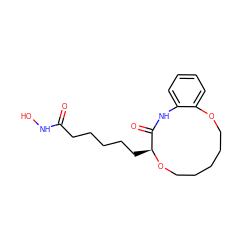 O=C(CCCCC[C@@H]1OCCCCCOc2ccccc2NC1=O)NO ZINC000066263908