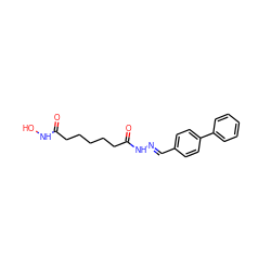 O=C(CCCCCC(=O)N/N=C/c1ccc(-c2ccccc2)cc1)NO ZINC000140122970