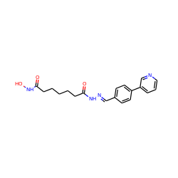 O=C(CCCCCC(=O)N/N=C/c1ccc(-c2cccnc2)cc1)NO ZINC000209736175