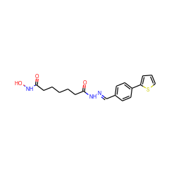 O=C(CCCCCC(=O)N/N=C/c1ccc(-c2cccs2)cc1)NO ZINC000209735863