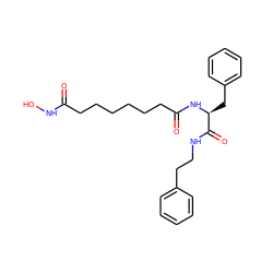 O=C(CCCCCCC(=O)N[C@@H](Cc1ccccc1)C(=O)NCCc1ccccc1)NO ZINC000013475068