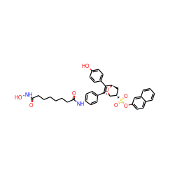 O=C(CCCCCCC(=O)Nc1ccc(C2=C(c3ccc(O)cc3)[C@H]3C[C@H](S(=O)(=O)Oc4ccc5ccccc5c4)[C@H]2O3)cc1)NO ZINC000473090796