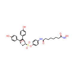 O=C(CCCCCCC(=O)Nc1ccc(OS(=O)(=O)[C@H]2C[C@H]3O[C@H]2C(c2ccc(O)cc2)=C3c2ccc(O)cc2)cc1)NO ZINC000473094745