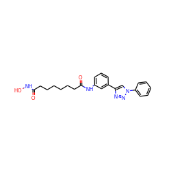 O=C(CCCCCCC(=O)Nc1cccc(-c2cn(-c3ccccc3)nn2)c1)NO ZINC000029069752