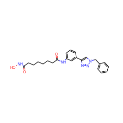 O=C(CCCCCCC(=O)Nc1cccc(-c2cn(Cc3ccccc3)nn2)c1)NO ZINC000029069630