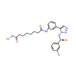 O=C(CCCCCCC(=O)Nc1cccc(-c2cnnn2C[C@@H](O)c2cccc(Br)c2)c1)NO ZINC000029069652