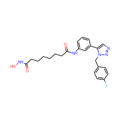 O=C(CCCCCCC(=O)Nc1cccc(-c2cnnn2Cc2ccc(F)cc2)c1)NO ZINC000029069673