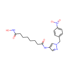 O=C(CCCCCCC(=O)Nc1cnn(Cc2ccc([N+](=O)[O-])cc2)c1)NO ZINC000073161084