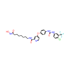 O=C(CCCCCCCNC(=O)c1cc(Oc2ccc(NC(=O)Nc3ccc(Cl)c(C(F)(F)F)c3)cc2)ccn1)NO ZINC000150023715