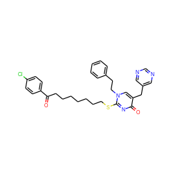 O=C(CCCCCCCSc1nc(=O)c(Cc2cncnc2)cn1CCc1ccccc1)c1ccc(Cl)cc1 ZINC000026573247