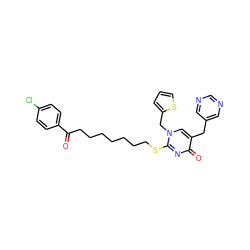 O=C(CCCCCCCSc1nc(=O)c(Cc2cncnc2)cn1Cc1cccs1)c1ccc(Cl)cc1 ZINC000026573834