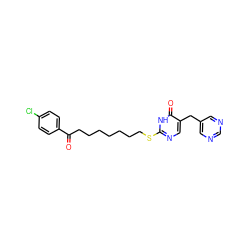 O=C(CCCCCCCSc1ncc(Cc2cncnc2)c(=O)[nH]1)c1ccc(Cl)cc1 ZINC000003839498