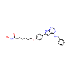 O=C(CCCCCCOc1ccc(-c2cc3c(NCc4ccccc4)ncnc3[nH]2)cc1)NO ZINC000138907336