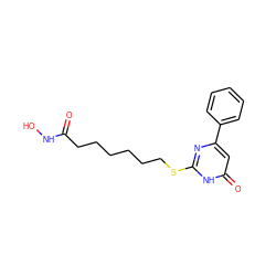 O=C(CCCCCCSc1nc(-c2ccccc2)cc(=O)[nH]1)NO ZINC000035050403