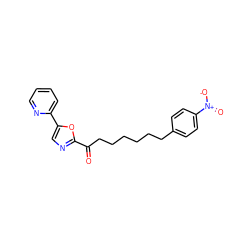 O=C(CCCCCCc1ccc([N+](=O)[O-])cc1)c1ncc(-c2ccccn2)o1 ZINC000014979867