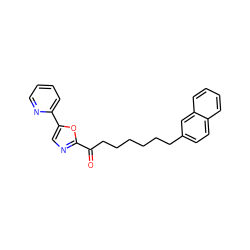 O=C(CCCCCCc1ccc2ccccc2c1)c1ncc(-c2ccccn2)o1 ZINC000014979809