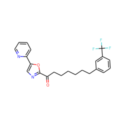 O=C(CCCCCCc1cccc(C(F)(F)F)c1)c1ncc(-c2ccccn2)o1 ZINC000014979873