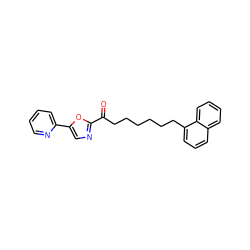 O=C(CCCCCCc1cccc2ccccc12)c1ncc(-c2ccccn2)o1 ZINC000014979806