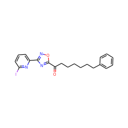 O=C(CCCCCCc1ccccc1)c1nc(-c2cccc(I)n2)no1 ZINC000040979516