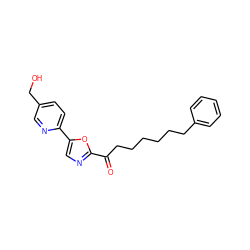 O=C(CCCCCCc1ccccc1)c1ncc(-c2ccc(CO)cn2)o1 ZINC000103239608