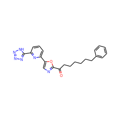 O=C(CCCCCCc1ccccc1)c1ncc(-c2cccc(-c3nnn[nH]3)n2)o1 ZINC000029135992