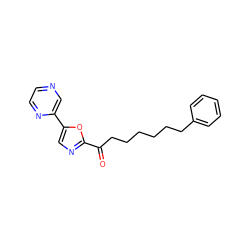 O=C(CCCCCCc1ccccc1)c1ncc(-c2cnccn2)o1 ZINC000013611955